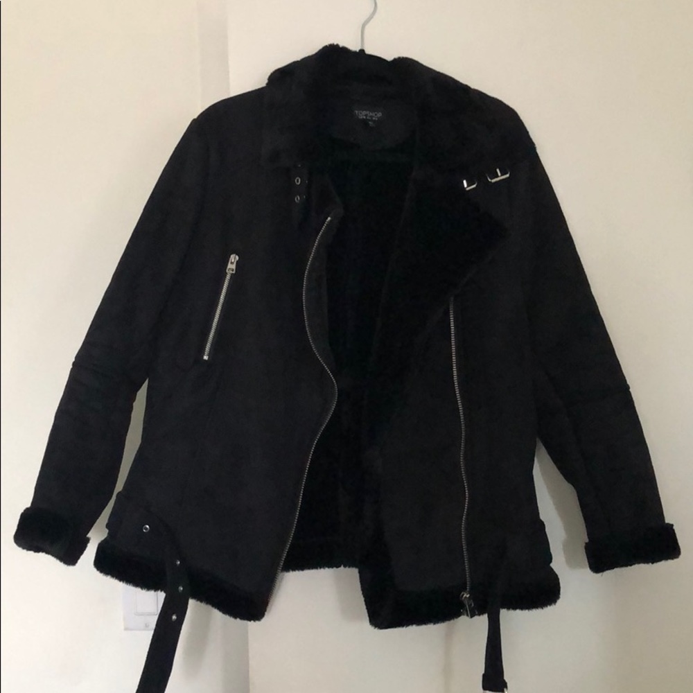Topshop fur/suede black jacket